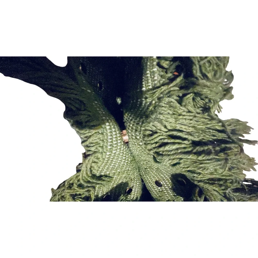Green‎ White Woven Fringe Tote Bag Boho Knit Shoulder Bag with Leather Straps